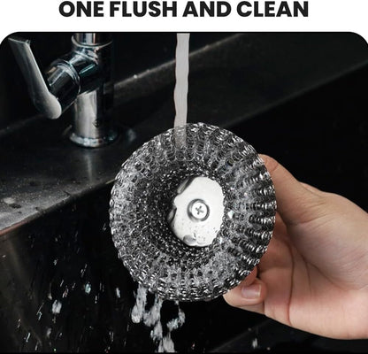 Steel Wool Scrubber with Handle, Upgrade Heavy Duty Stainless Steel Dish Scrubber for Cleaning Dishes, Iron Pots, Stoves, Kitchen Sink (1 pcs)