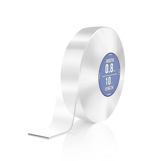 Double Sided Tape Heavy Duty, Clear Nano Tape, 0.8'' x 120'' Two Sided Mounting Adhesive for Walls Posters Carpet, Removable Space Gel Strip, 1/24" Thick