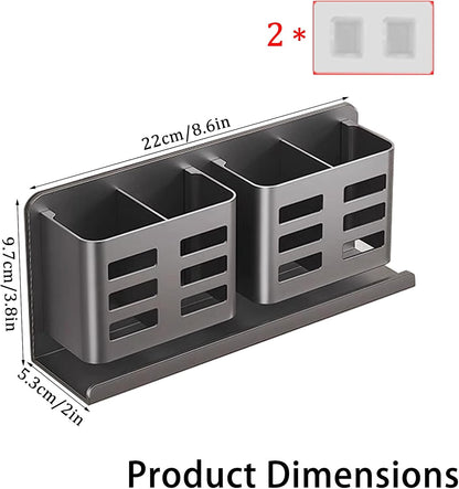 Aluminum Toothbrush Holder， Wall-Mounted，Bathroom Rack，4 Slot，Black | Bracket Shower Toothbrush Razor Holder Suitable for Toothbrush, Toothpaste, Razor and Comb etc Bathroom Storage