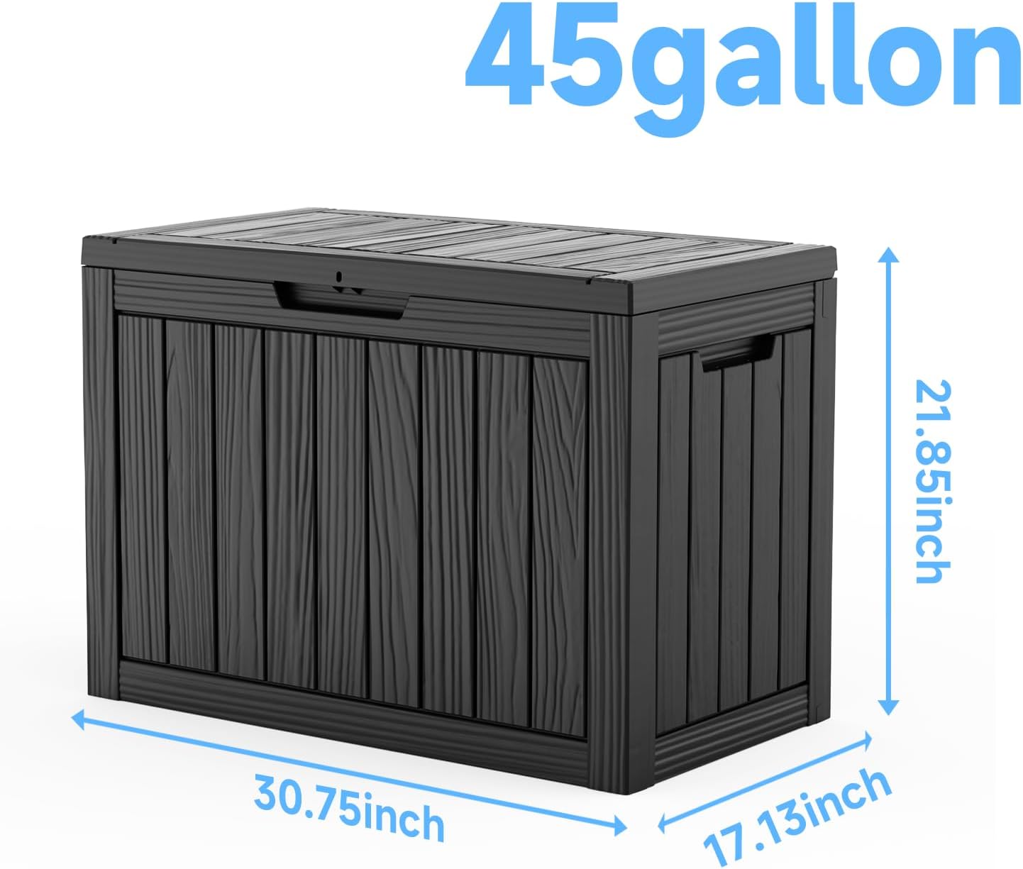 ROJIK 55Gal Outdoor Storage Box Waterproof Deck Box | Heavy-duty UV-resistant resin, space-saving for balcony/patio, stores cushions/tools/pool gear, lockable lid as table/bench