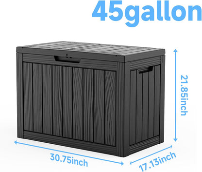 ROJIK 55Gal Outdoor Storage Box Waterproof Deck Box | Heavy-duty UV-resistant resin, space-saving for balcony/patio, stores cushions/tools/pool gear, lockable lid as table/bench