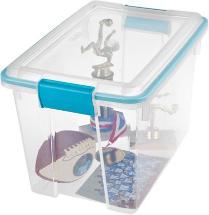 Sterilite 4-Pack Gasket Box, Home Storage Organizer Bins with Lids, 37 Quart – Stackable Clear Plastic Containers for Bedroom, Bathroom, Garage, Basement, or Attic