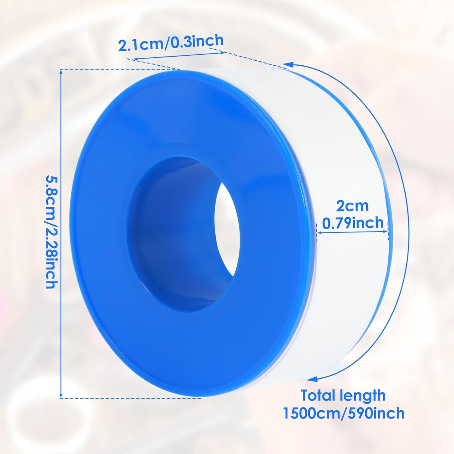 24Pcs Plumbing Tape Waterproof PTFE Tape Plumber Pipe Tape Pipe Thread Sealing Tape Water Hose Tape for Shower Head Pipe 0.79inch Wide 590.55inch Long