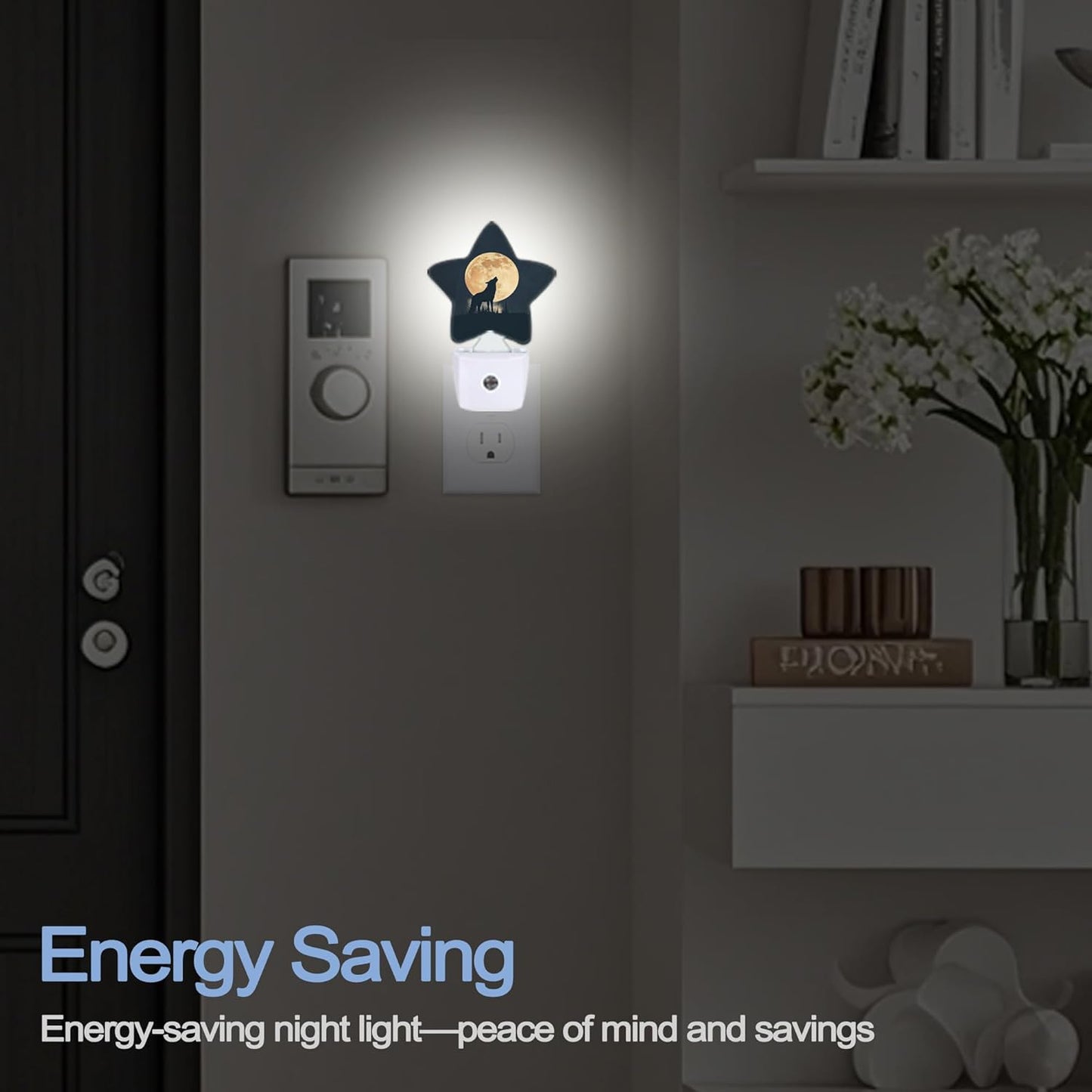 Lavender Butterfly Nightlight,Summer Flowers Star Night Lights Plug into Wall Decorations for Bedroom Bathroom,Dusk to Dawn Sensor Kitchen Hallway Stairs Energy Efficient Desk Lamp