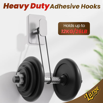Heavy Duty Adhesive Hooks - 26lb Max, Sticky Wall Hooks Waterproof Stainless Steel for Hanging Towel, Coat, Robe, Towel Hooks Stick on Bathroom, Kitchen, Shower, Door (Black, 4 Pack)