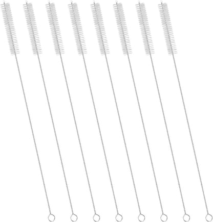 Drinking Straw Cleaning Brushes Set 12" Extra Long 12mm Extra Wide Pipe Tube Cleaner Nylon Bristles Stainless Steel Handle - 12" x 1/2" (12mm) - Set of 8