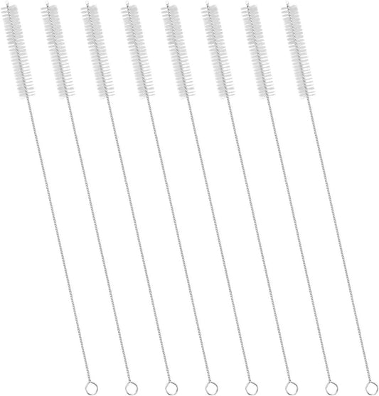 Drinking Straw Cleaning Brushes Set 12" Extra Long 12mm Extra Wide Pipe Tube Cleaner Nylon Bristles Stainless Steel Handle - 12" x 1/2" (12mm) - Set of 8