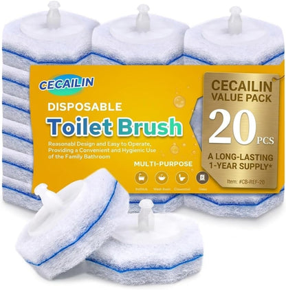 60pcs Disposable Toilet Brush Refills, Toilet Bowl Cleaner Refill Pads, Compatible with Most Toilet Cleaning Wands & Systems, Disposable Scrubber Refill Heads for Deep Bathroom Cleaning