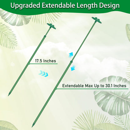 Extendable Plant Stakes, Length Scalable from 17.9IN to 42.3IN Plant Support Stake, Orchid Sticks with Clips for Indoor Outdoor,Garden Stakes for Plant,Tomato,Vegetables,Monstera,Vine - 3Pack
