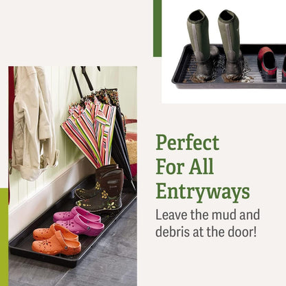 Gardener's Supply Company Entrance Boot Tray | Multi-Purpose All Weather Waterproof Indoor and Outdoor Shoe Mat Made with 100% Durable Recycled Plastic | 22" L x 15.5" W 2" Deep, Black - Size Small