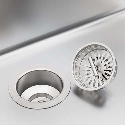 KONE 3-1/2 Inch Kitchen Sink Drain Strainer Assembly Made by All Stainless Steel with Strainer Basket/Drain Stopper, Replacement for Standard Commercial Drains