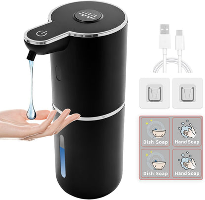 Automatic Soap Dispenser, Touchless Liquid Soap Dispensers, USB Rechargeable, 6-Level Adjustable Volume Control, 12.8oz/380ml, Wall Mount for Kitchen, Bathroom, Free Stickers (Gold)