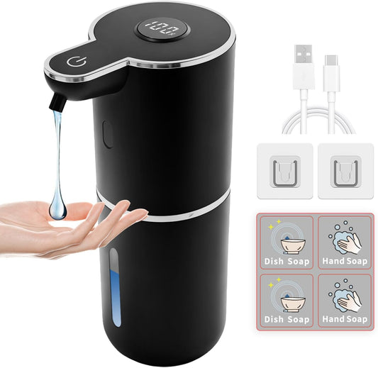 Automatic Soap Dispenser, Touchless Liquid Soap Dispensers, USB Rechargeable, 6-Level Adjustable Volume Control, 12.8oz/380ml, Wall Mount for Kitchen, Bathroom, Free Stickers (Gold)