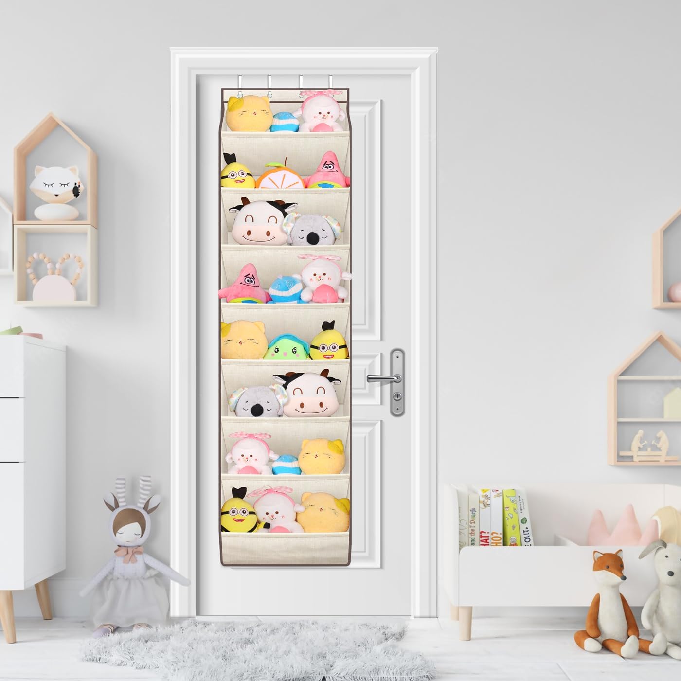 SLEEPING LAMB Over The Door Shoe Organizer for Closet with Large Deep Pockets, Narrow Shoe Rack for Door Hanging Boots Storage, Black