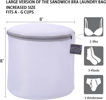 Kimmama Bra Washing Bag for Laundry, Bra Laundry Bag, Sandwish Mesh, 7x7x7" | Lingerie Bag, For Delicates & Underwear, For Washing Machine, Keep Shape, Privacy, Prevent Tangling