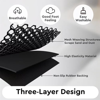 Non-Slip Rubber Backing Dirt Trapping Mat, 3-Layer Mesh Design Washable Entryway Rug, Heavy Duty Shoe Scraper for Indoor Outdoor Entrance Garage Patio (20×31 in)