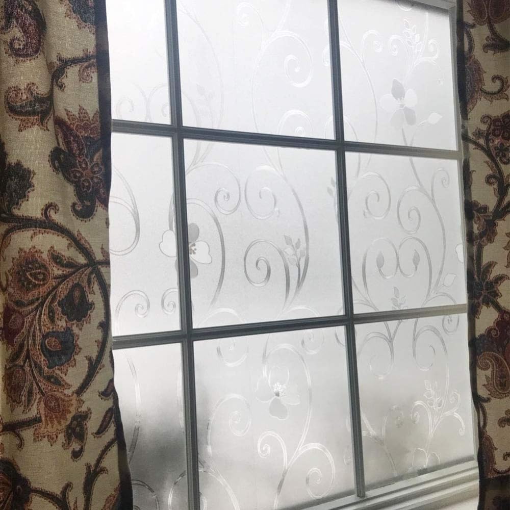 Niviy Window Privacy Film Static Cling Non-Adhesive Window Film Frosted Glass Bathroom Door Decoration Privacy Covering (17.7"x 78.7")