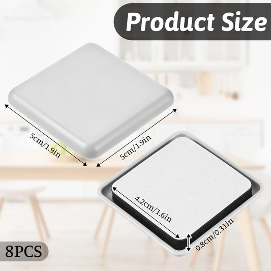 8 PCS Square Furniture Sliders, 2 Inch Plastic Square Floor Glides, Self-Adhesive Furniture Pads Small Moving Sliders for Hardwood Chair Carpet Tile Ground Protector(Grayish White)