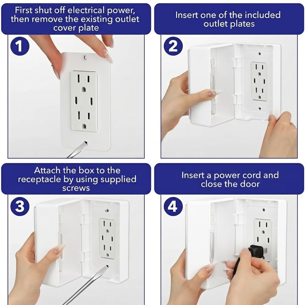 Bates- Baby Safety Outlet Cover Box, Locking Baby Proof Outlet Covers | Locking Plug Covers for Electrical Outlets
