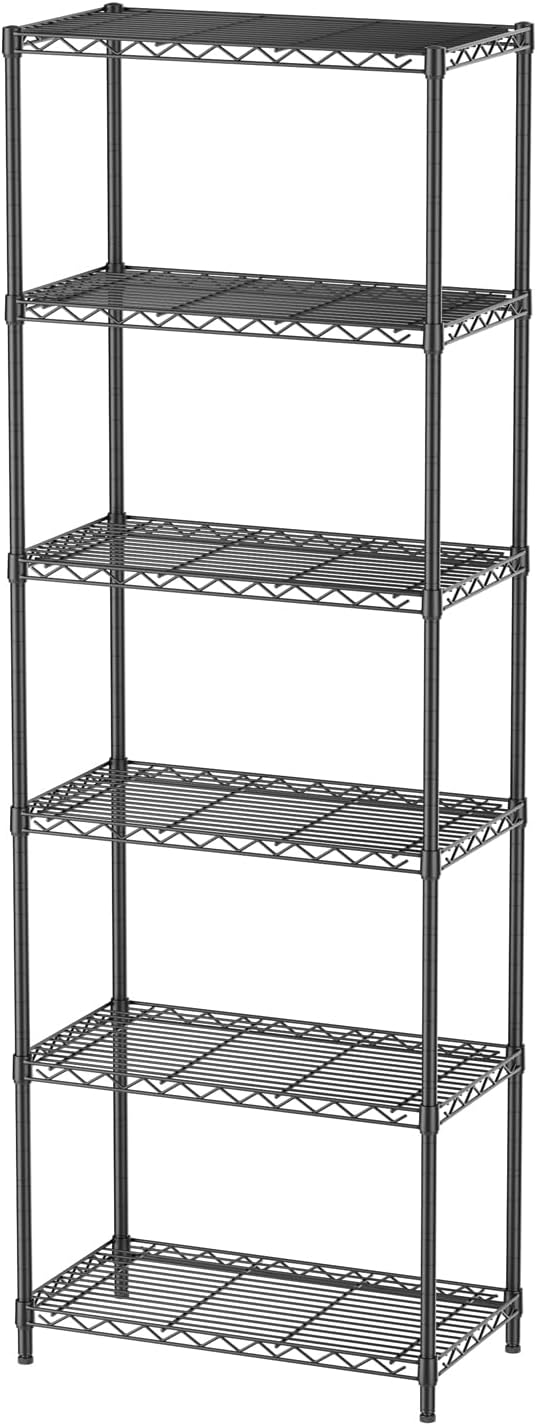 Golpart 4 Tier Adjustable Storage Shelves Metal Utility Shelf Wire Shelving Unit Organizer Rack for Home Kitchen Office Bathroom Pantry Room 12" D x 18" W x 44" H