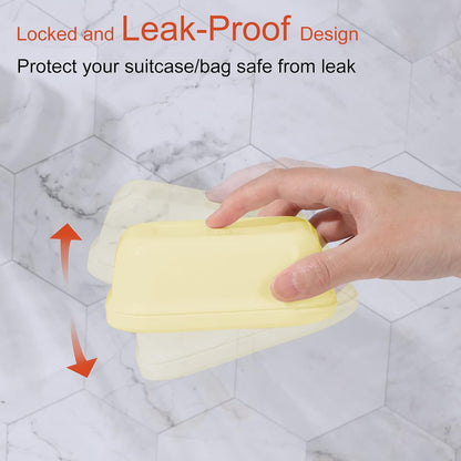 Quatish Leakproof Soap Dish with Lid & Draining Layer, Shatterproof Travel Bar Soap Holder Case Container, Portable Travel Size Toiletries Essentials for Camping, Gym, Bathroom, Black