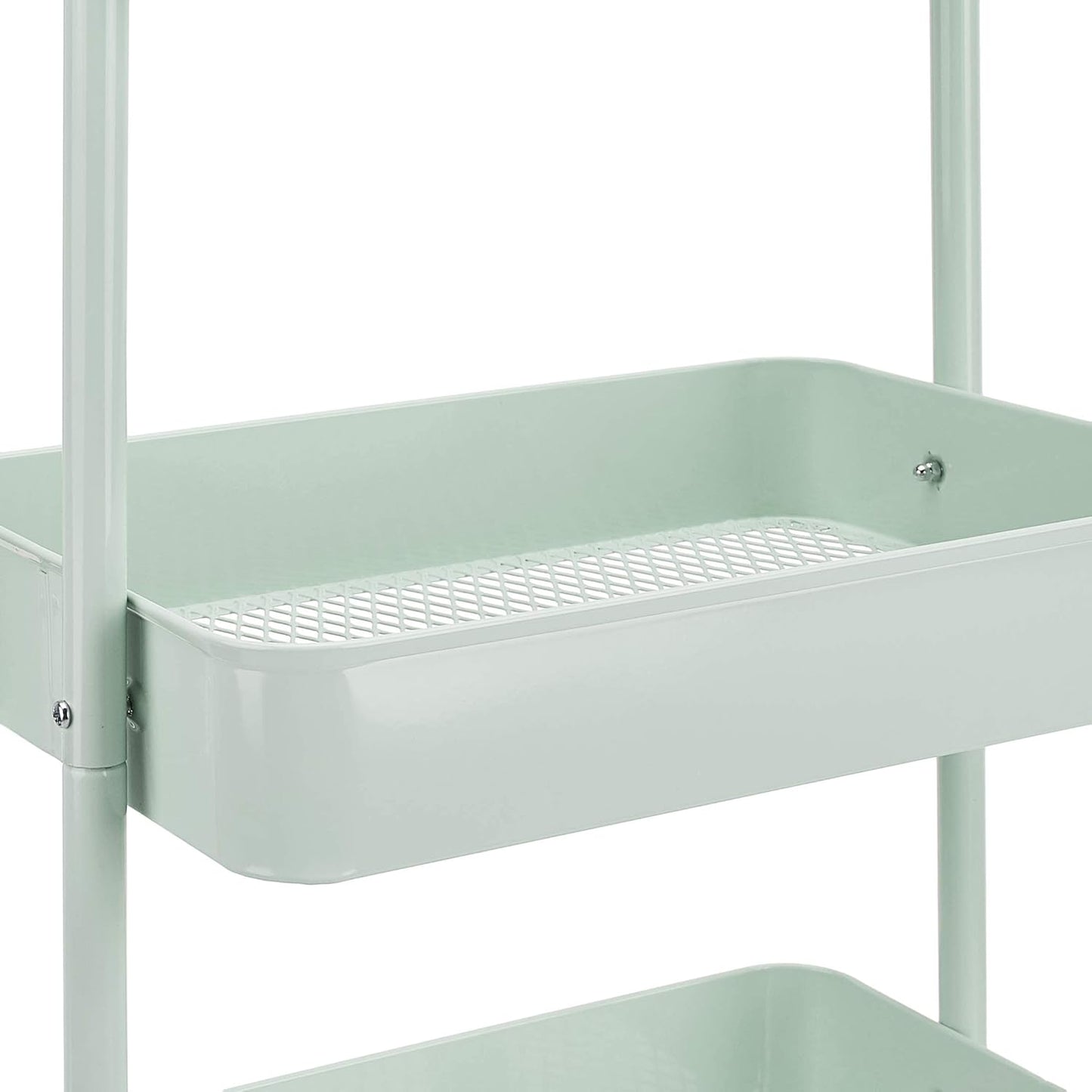 Amazon Basics 3-Tier Rolling Utility Cart, Storage Organizer, Lockable Wheels, Multifunctional Storage, Portable Mobile Shelving Unit, White