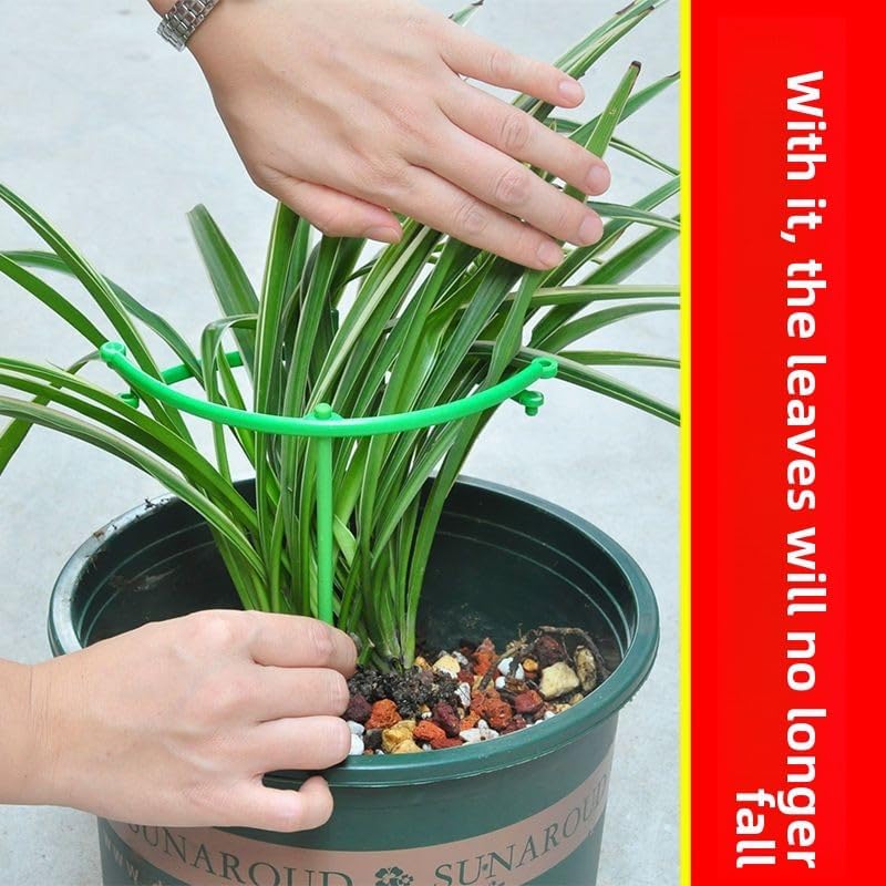 Plant Support Stakes Adjustable Plastic Ring 6 Cross Bars 2 Sets for Potted Plants Seedlings Indoor Outdoor Garden Support, 24.5*20