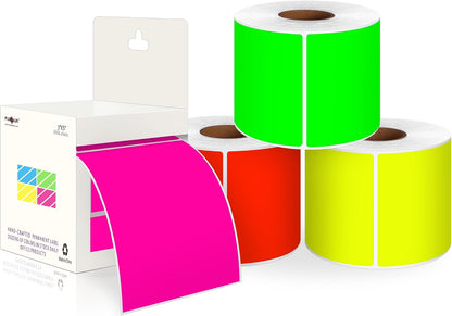 PARLAIM 3 X 5 Inch Rectangle Adhesive Color Coding Stickers,Square Inventory Stickers -250 Per Dispenser Box (Fluorescent Green)