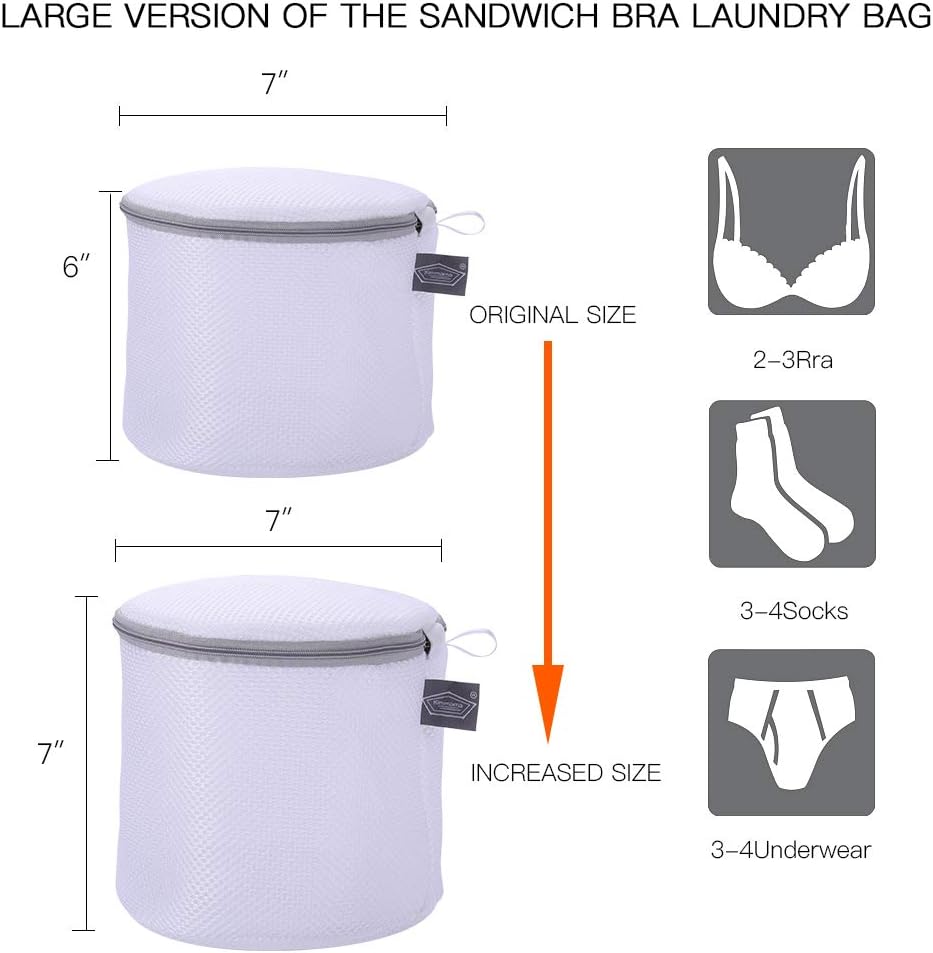 Kimmama Bra Washing Bag for Laundry, Bra Laundry Bag, Sandwish Mesh, 7x7x7" | Lingerie Bag, For Delicates & Underwear, For Washing Machine, Keep Shape, Privacy, Prevent Tangling