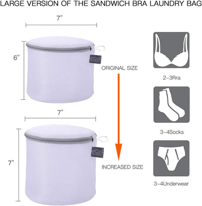 Kimmama Bra Washing Bag for Laundry, Bra Laundry Bag, Sandwish Mesh, 7x7x7" | Lingerie Bag, For Delicates & Underwear, For Washing Machine, Keep Shape, Privacy, Prevent Tangling