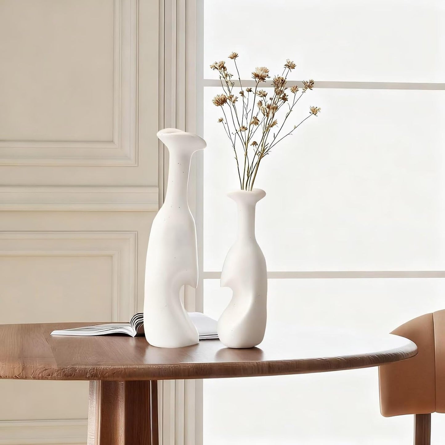 Heart Shaped Small Ceramic Vases Set of 2 Home Decor Boho Vase Modern Matte Flower Vase Minimalist Decorative Vase for Wedding Gift Dining Coffee Table Book Shelf Office Décor