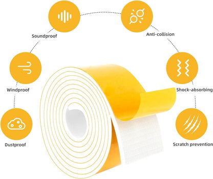 Upgraded Strong Adhesive Foam Weather Stripping Door Seal Insulation Tape for Insulating Door,Window, Air Conditioner Noise-Reduction Self Adhesive Sealing Weatherstrip (1 in x 1/2 in x 10 Ft) - Colors B