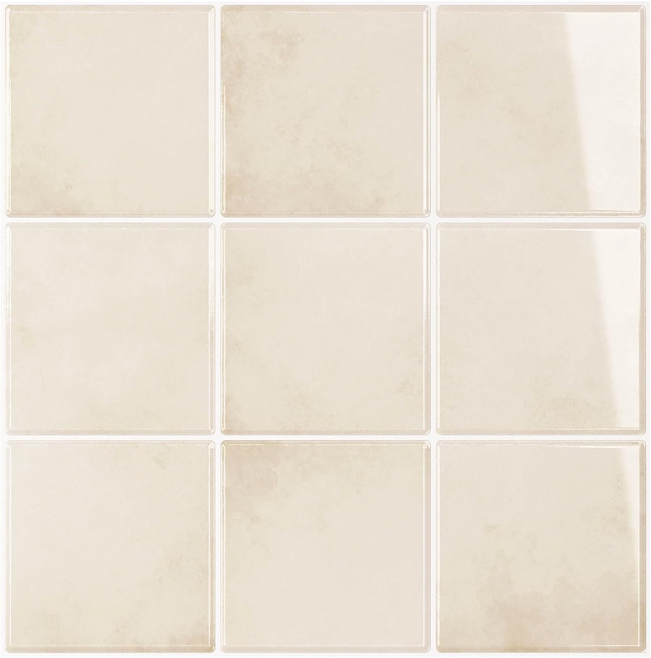 VEELIKE Cream Beige Peel and Stick Backsplash for Kitchen Square Peel and Stick Tile Backsplash 6 Sheets Self Adhesive Back Splash Tiles for Bathroom Waterproof Ceramic Wall Tile Stickers 12''x12''