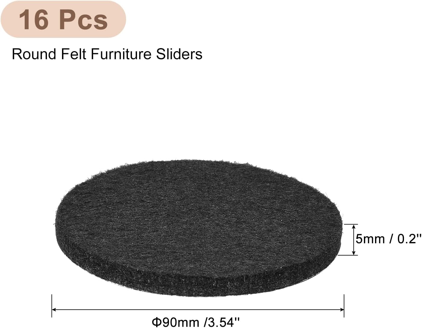 uxcell Furniture Pads, 36Pcs 0.5" - Round Self Adhesive Felt Furniture Pads, Floor Protectors for Furniture Feet Chairs Legs Hardwood Floors (Black)