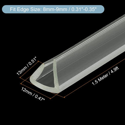 uxcell U Channel Edge Trim, 4.9ft Length Soft Rubber Guard Seal Strip Edge Protector Fit for 1-2mm Edge, (9/32" W x 5/32" H) Clear
