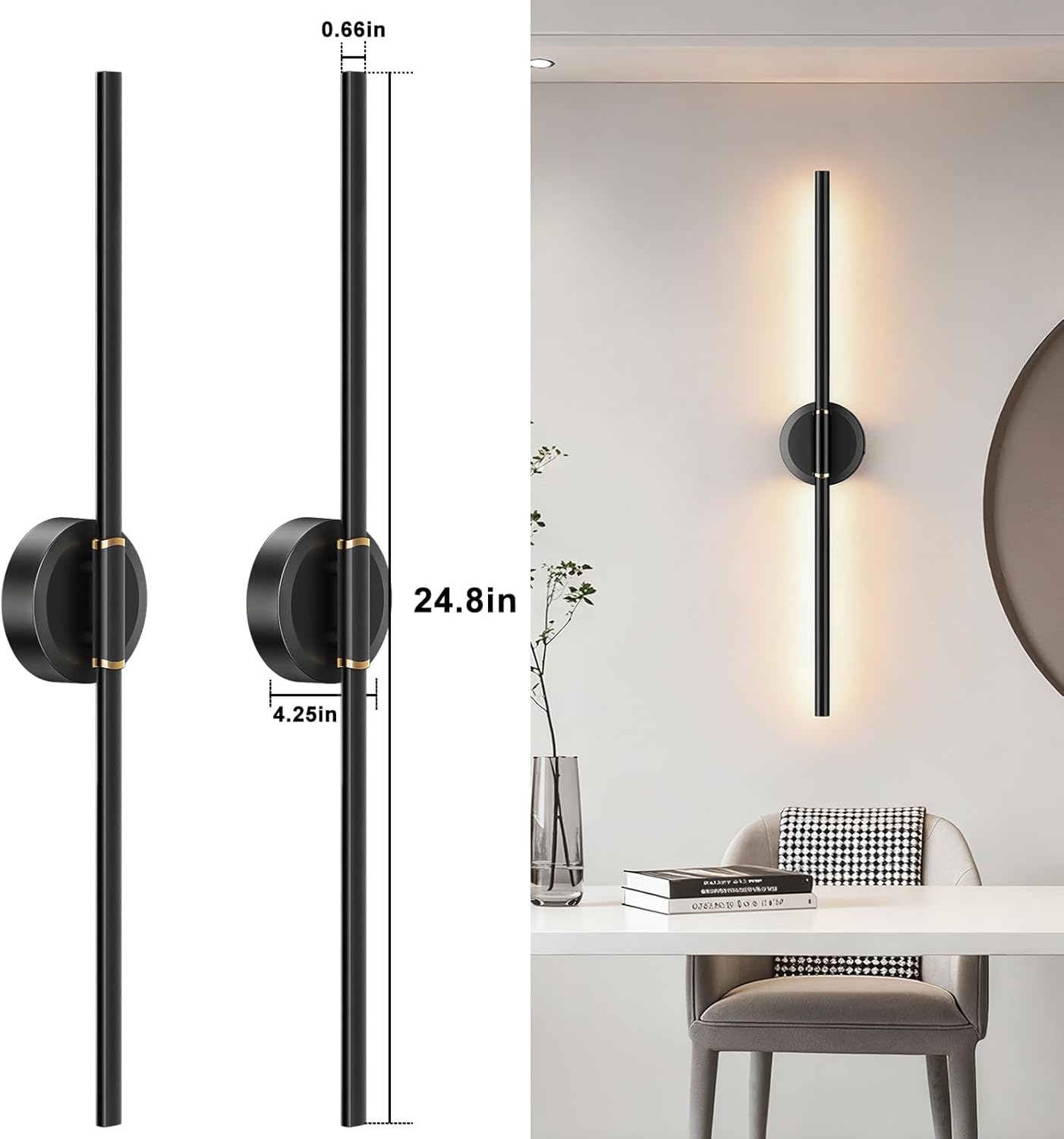 Battery Operated Wall Sconces Set of 2, Dimmable 6000mAh Rechargeable Wall Lights, LED Wall Lamp with Remote Control