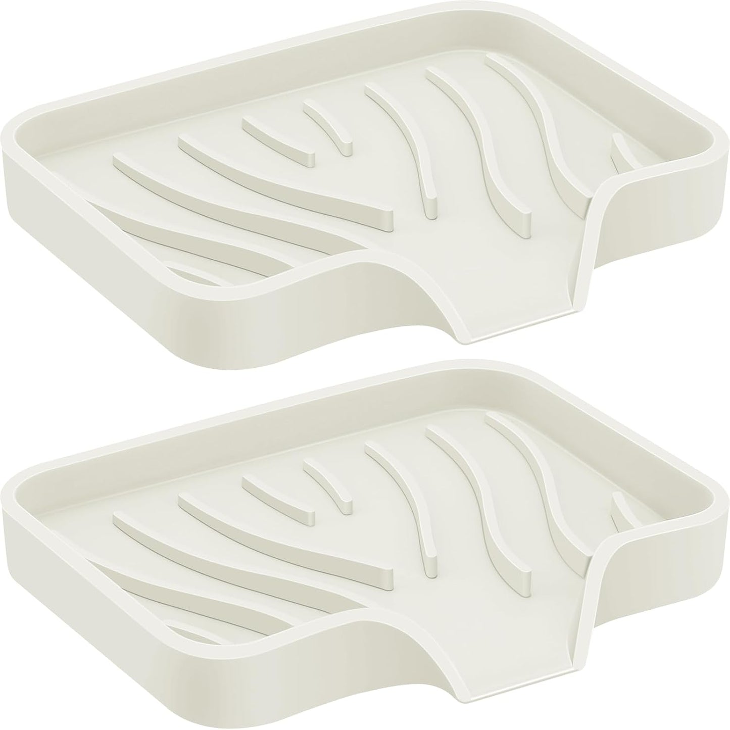 2PCS Self Draining Soap Holder,Spofit Silicone Soap Dish, Suitable for for Kitchen, Bathroom, Shower, Bath Tub,Soap Container (White)