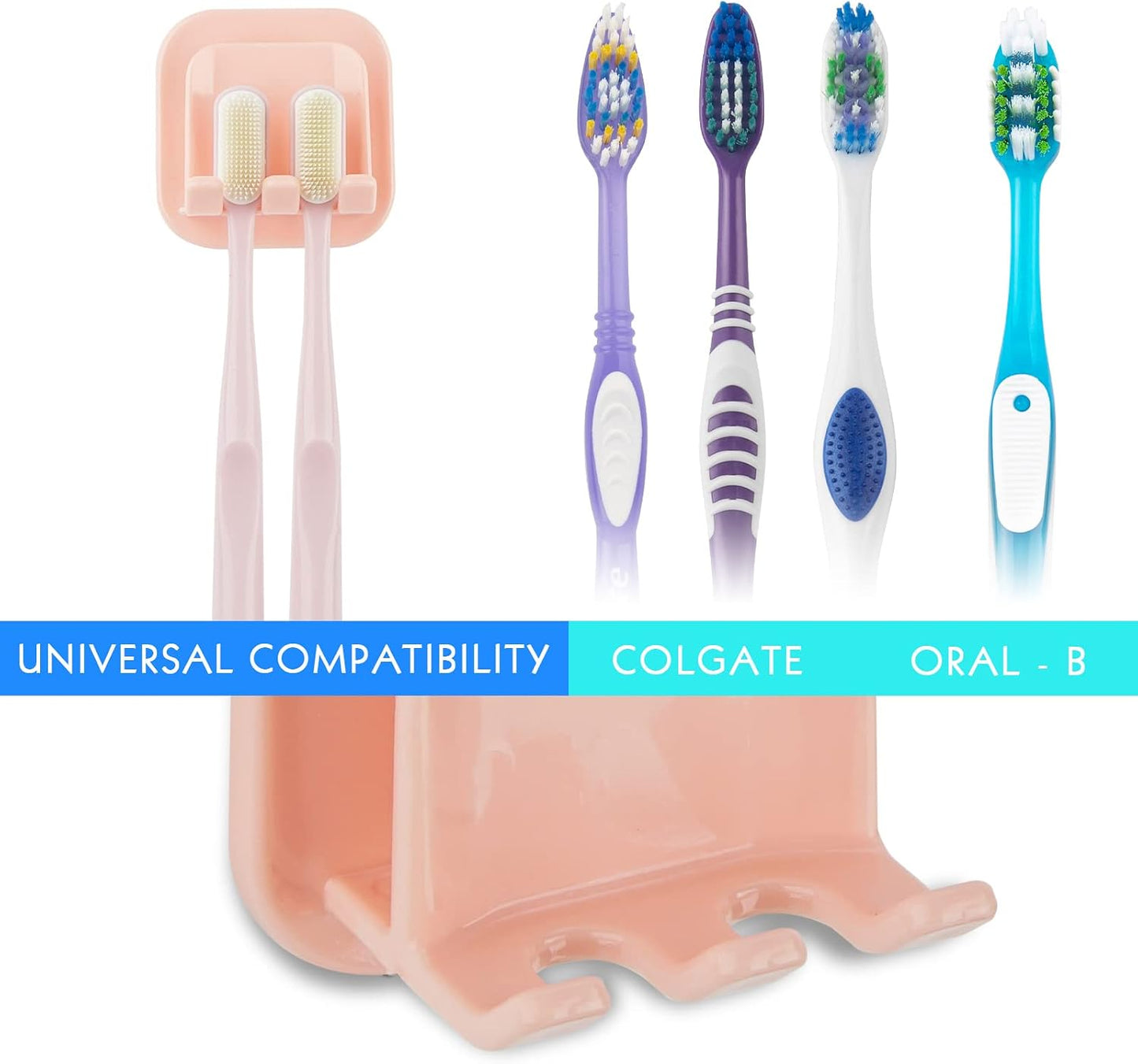 2 PCS Self-Adhesive Toothbrush Holders Wall Mounted, Water Proof Toothbrush Hook, 3 in 1 with Toothbrush Hanger Toothpaste Holder and Gargle Cup Holder for Bathroom Shower (White)