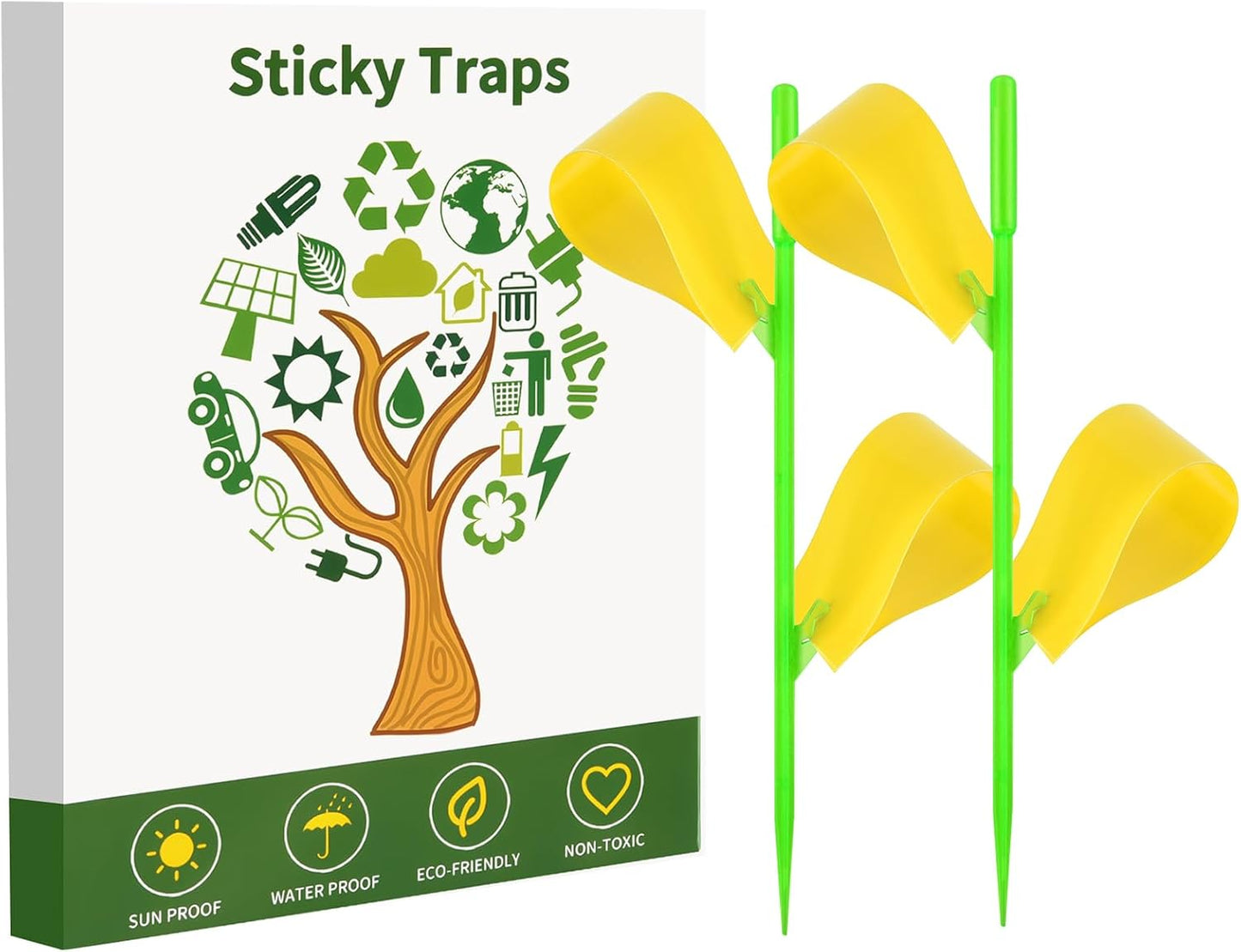 Fruit Fly Traps, 100 Pack Yellow Sticky Traps, Fungus Gnat Traps, Plant Fly Stickers for Indoor and Outdoor Use Protect The Plant