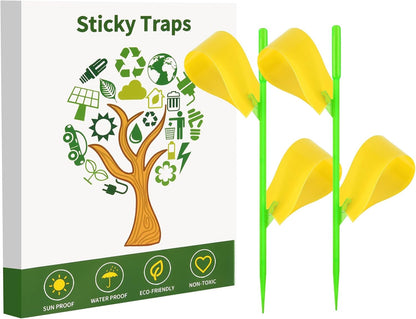 Fruit Fly Traps, 100 Pack Yellow Sticky Traps, Fungus Gnat Traps, Plant Fly Stickers for Indoor and Outdoor Use Protect The Plant