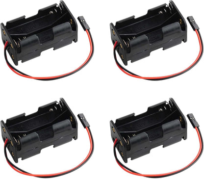 4 Cell 6V AA Battery Holder Case with JR Connector Battery Cover Storage Box for RC Servo Tester DIY (Pack of 4)