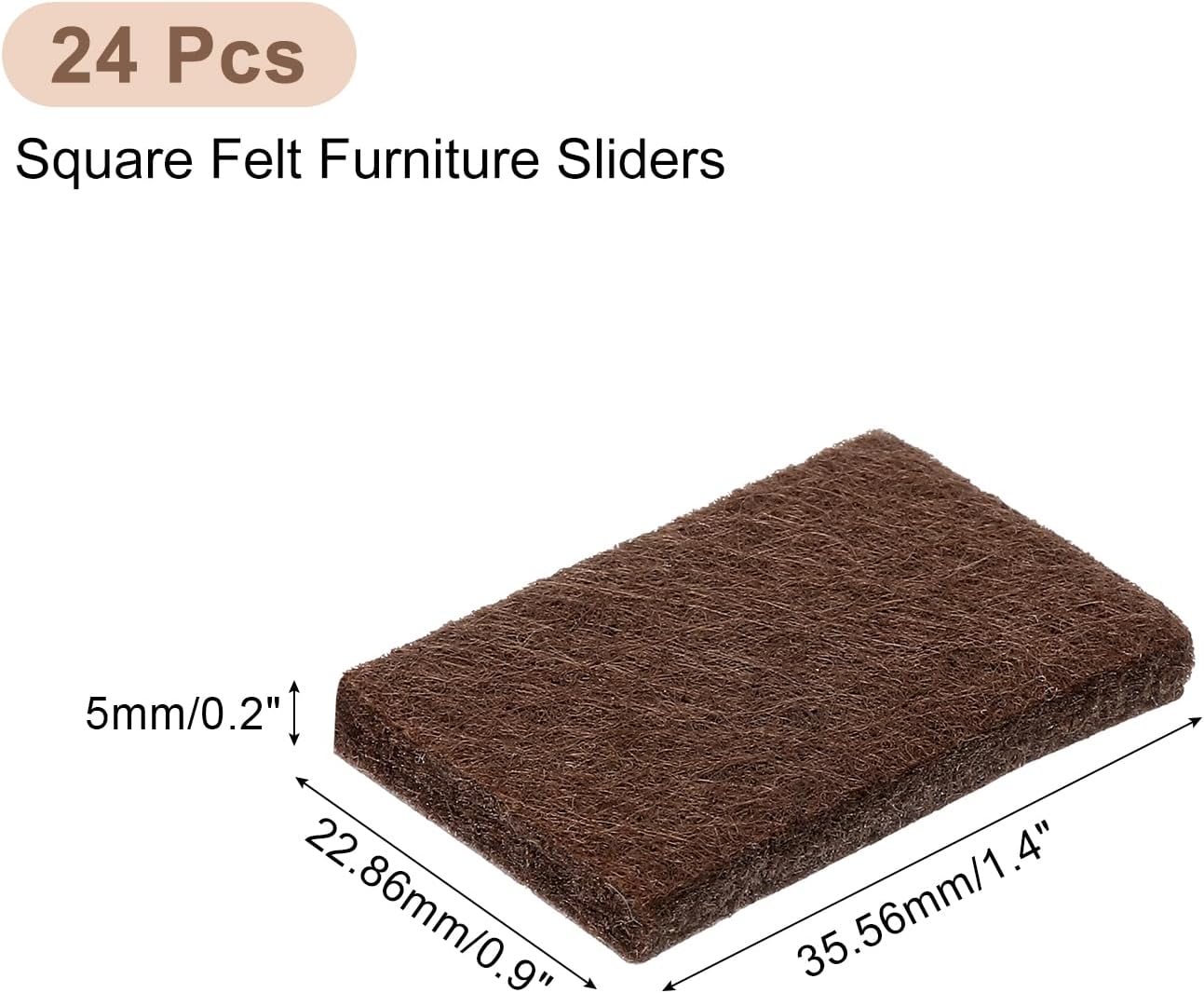 uxcell Furniture Pads, 24Pcs 1.4"x0.9" - Rectangle Self Adhesive Felt Furniture Pads, Hardwood Floor Protectors for Furniture Feet Chairs Legs (Black)