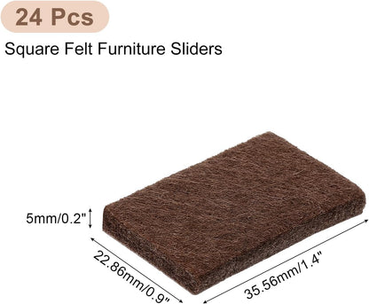 uxcell Furniture Pads, 24Pcs 1.4"x0.9" - Rectangle Self Adhesive Felt Furniture Pads, Hardwood Floor Protectors for Furniture Feet Chairs Legs (Black)