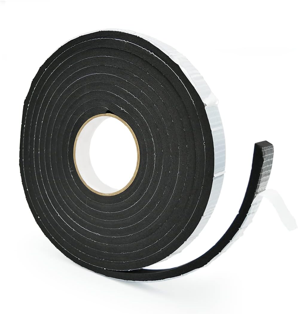Alenor EPDM Black Foam Insulation Tape Self Adhesive 1/8"x1" x 50' Ft –Pack of 1- Weather Stripping for Doors & Windows,Soundproofing,Door Seal,Weatherstrip,Pipe Cooling,Air Conditioning Seal Strip