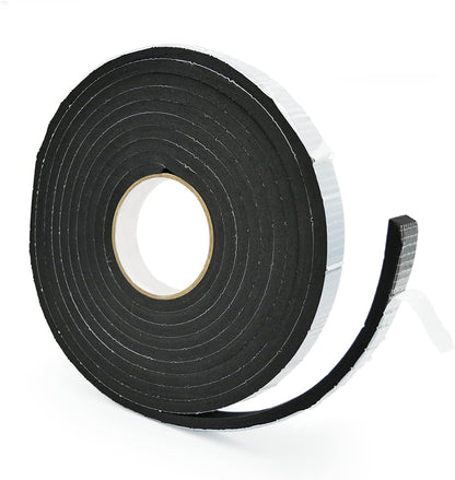 Alenor EPDM Black Foam Insulation Tape Self Adhesive 1/8"x1" x 50' Ft –Pack of 1- Weather Stripping for Doors & Windows,Soundproofing,Door Seal,Weatherstrip,Pipe Cooling,Air Conditioning Seal Strip