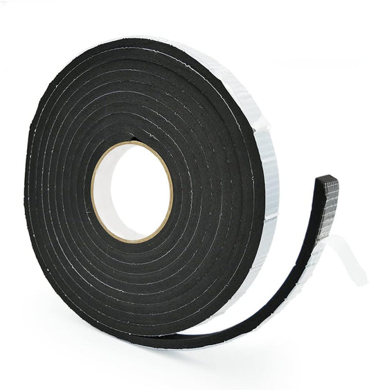 Alenor EPDM Black Foam Insulation Tape Self Adhesive 1/8"x1" x 50' Ft –Pack of 1- Weather Stripping for Doors & Windows,Soundproofing,Door Seal,Weatherstrip,Pipe Cooling,Air Conditioning Seal Strip