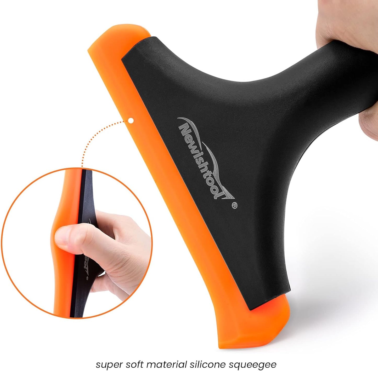 NEWISHTOOL Bathroom Shower Squeegee 5.9 Inch Soft Silicone Blade Squeegee for Shower Glass Door Mirrors Car Windshield, Kitchen Squeegee Countertops Cleaning and Water Removal Scraper w/Hanging Hole