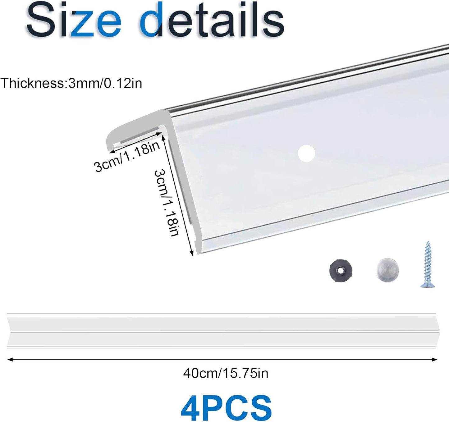 INCREWAY 1Pack Wall Corner Protector, Self-Adhesive Corner Guard Edge Protection Strip, 6.56ft PVC Protector for Wall Furniture Door Frame Table Countertop Cabinet (Clear)