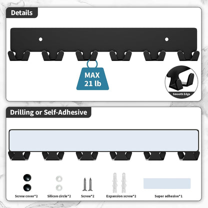 GTK Key Holder for Wall, Key Hooks with 6 Hooks, Wall Mounted Key Holder for Hallway, Self Adhesive Key Rack(White)