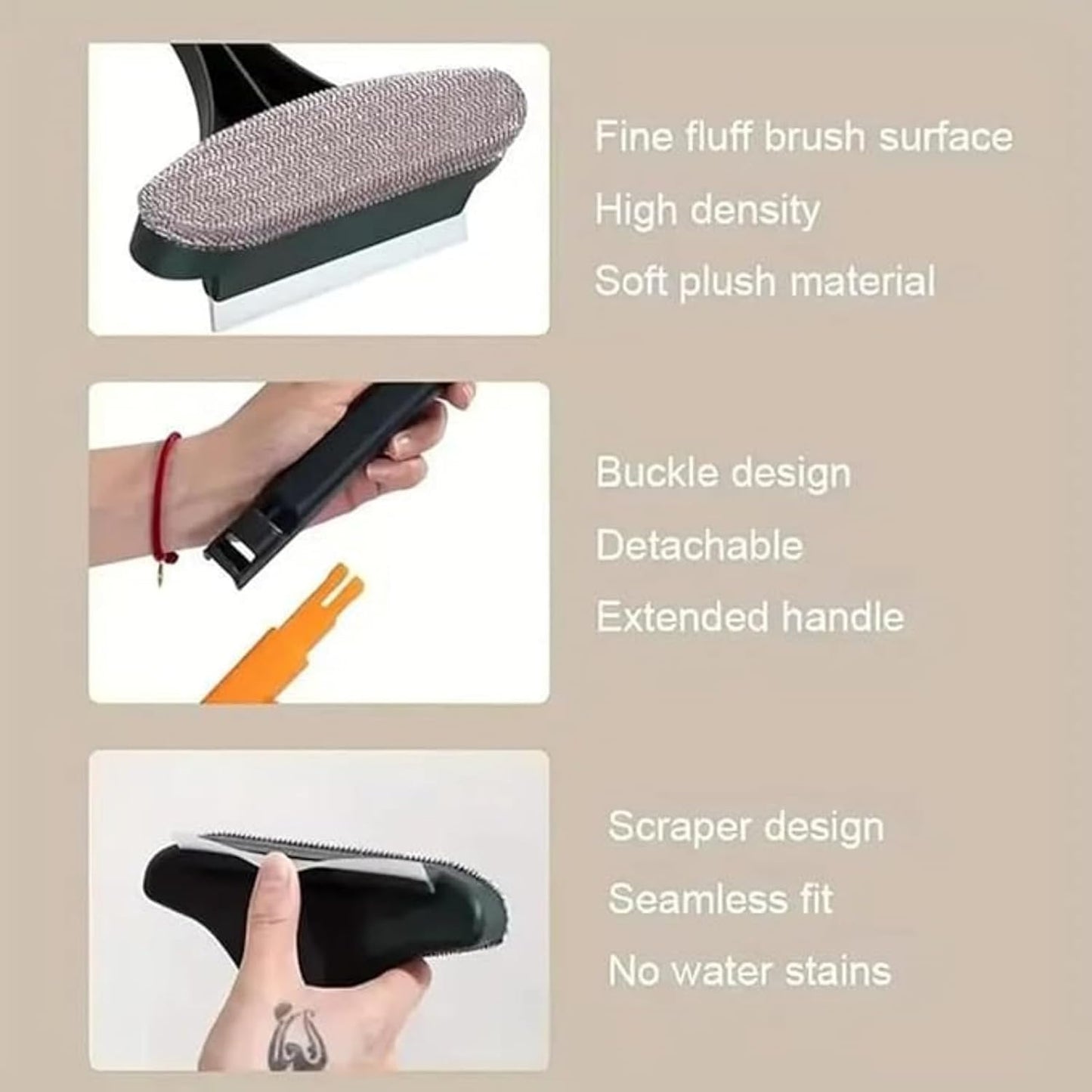 2-in-1 Window Screen Cleaning Brush Value Set, Window Screen Cleaner Tool with Squeegee, Double Sided Wet & Dry Dual Use, Screen Cleaner Brush for Patio, Door, Porch Screens (3pcs)